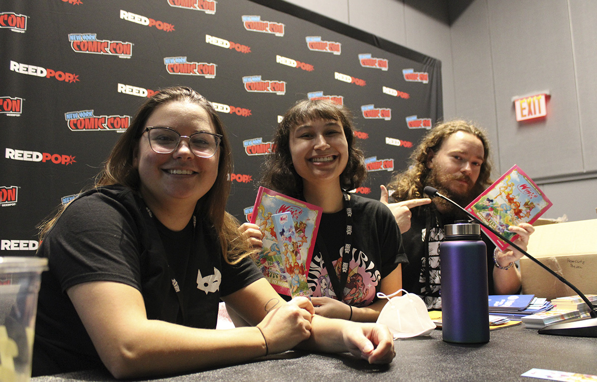 From Left to Right: "Christina Harrington {Maverick Editor}, Stephanie Brooks (Papercutz Editor), & Spenser Nellis (Papercutz Marketing Manager) ready for a magical panel!