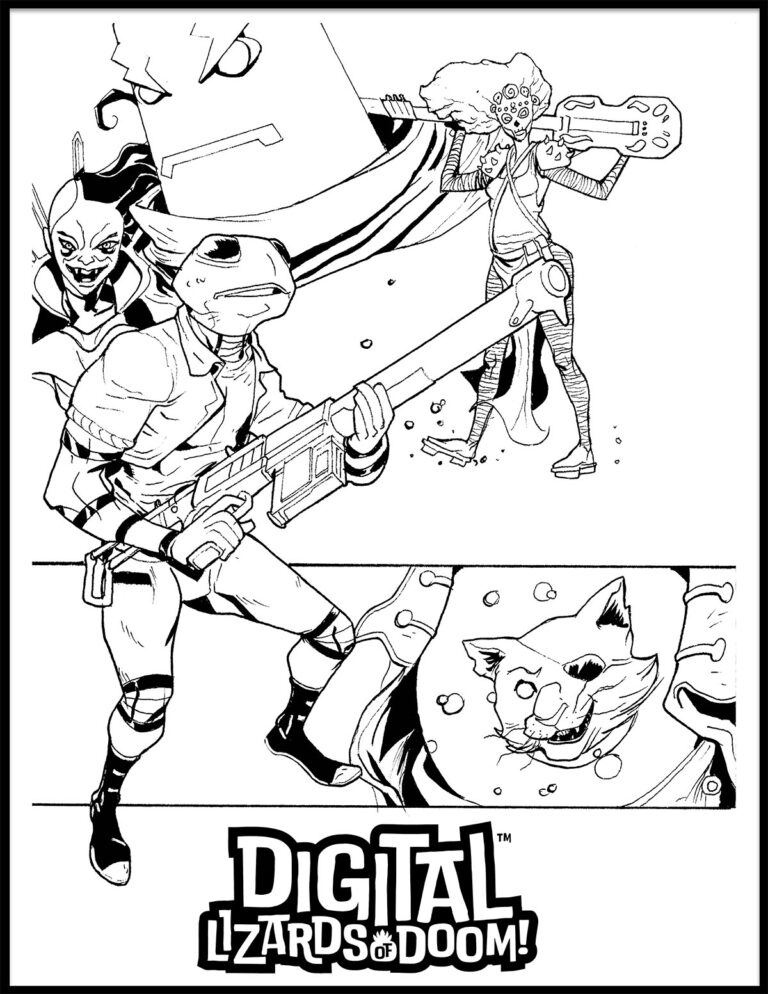 Digital Lizards of Doom - Coloring Page 1